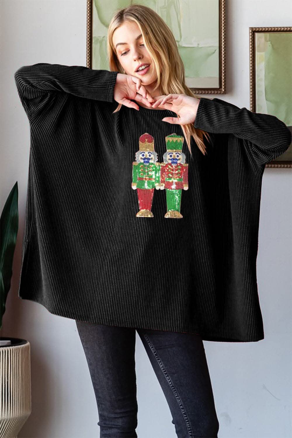 Sequin nutcracker ribbed top - Love Salve